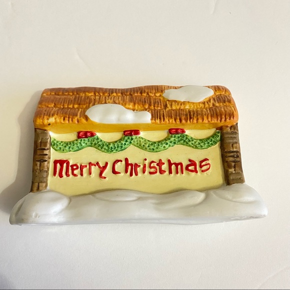 LEMAX 1991 Dickensvale Collectibles Porcelain MERRY CHRISTMAS Village Sign - Picture 3 of 11